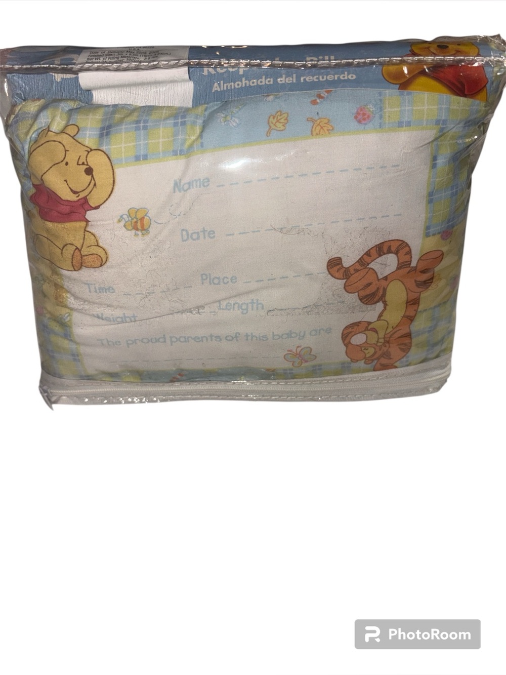 Winnie the Pooh Baby Memory Pillow – Blue & White Keepsake